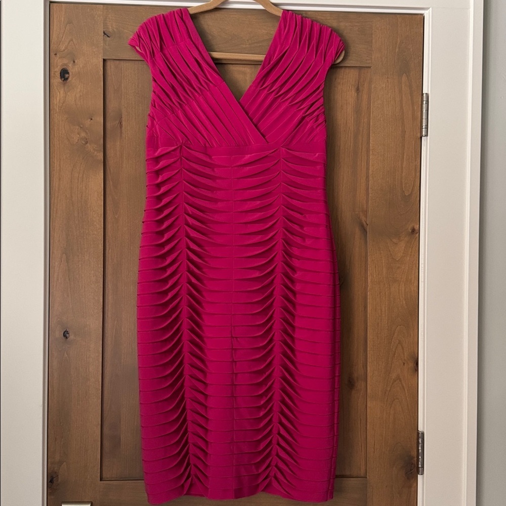 Adrianna Papell Fuchsia Textured Midi Dress